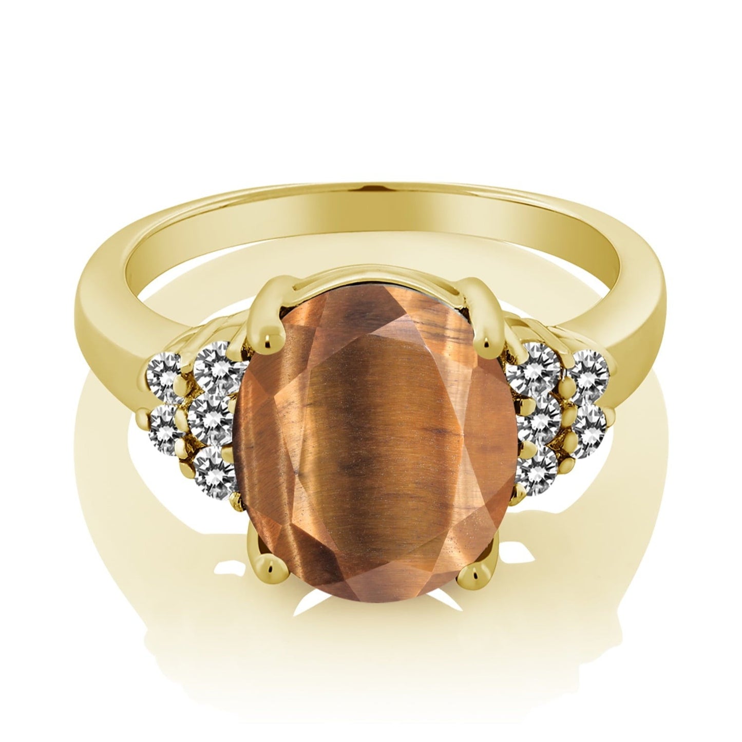 18K Gold Plated Tiger Eye Rings