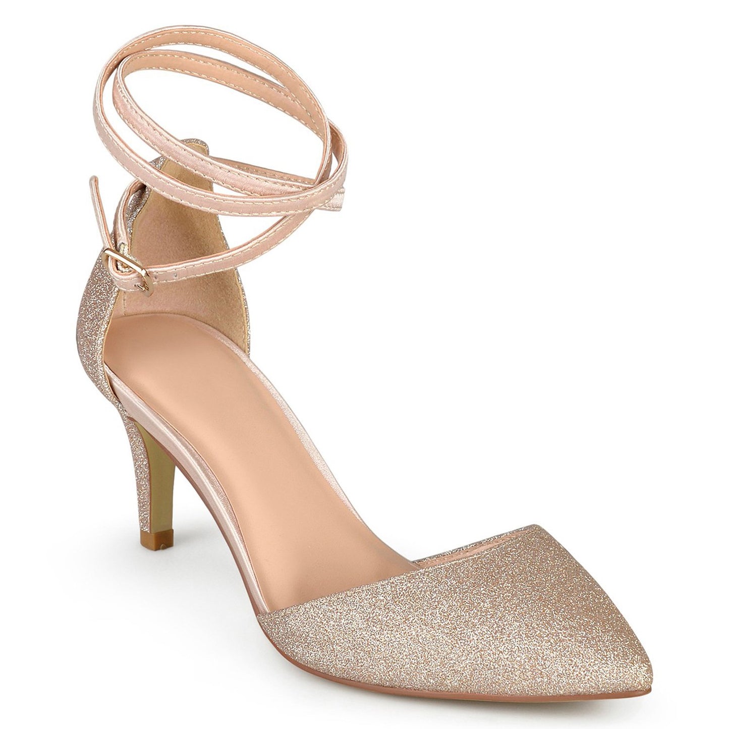 JOURNEE Collection Luela Glitter Ankle Strap Pump