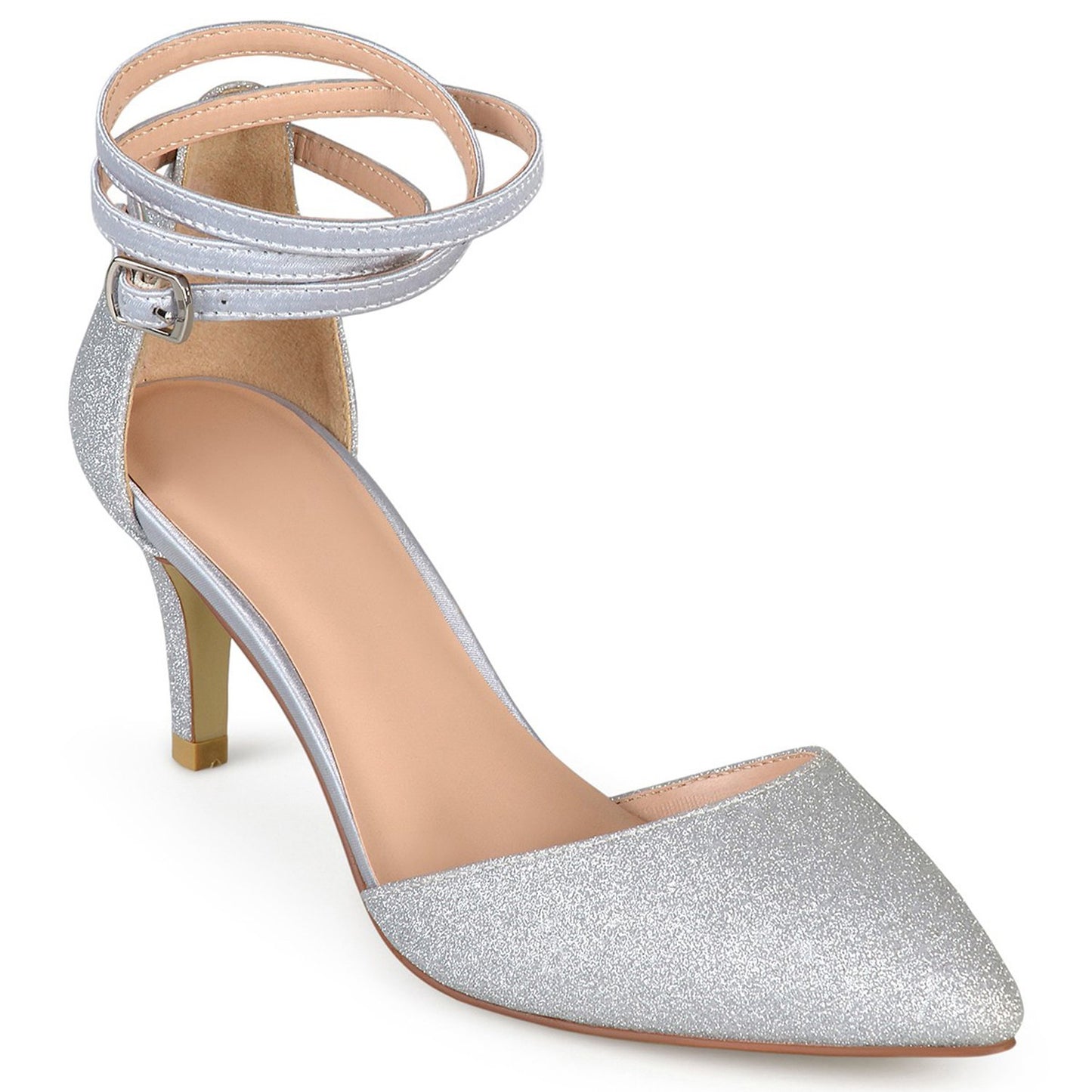 JOURNEE Collection Luela Glitter Ankle Strap Pump