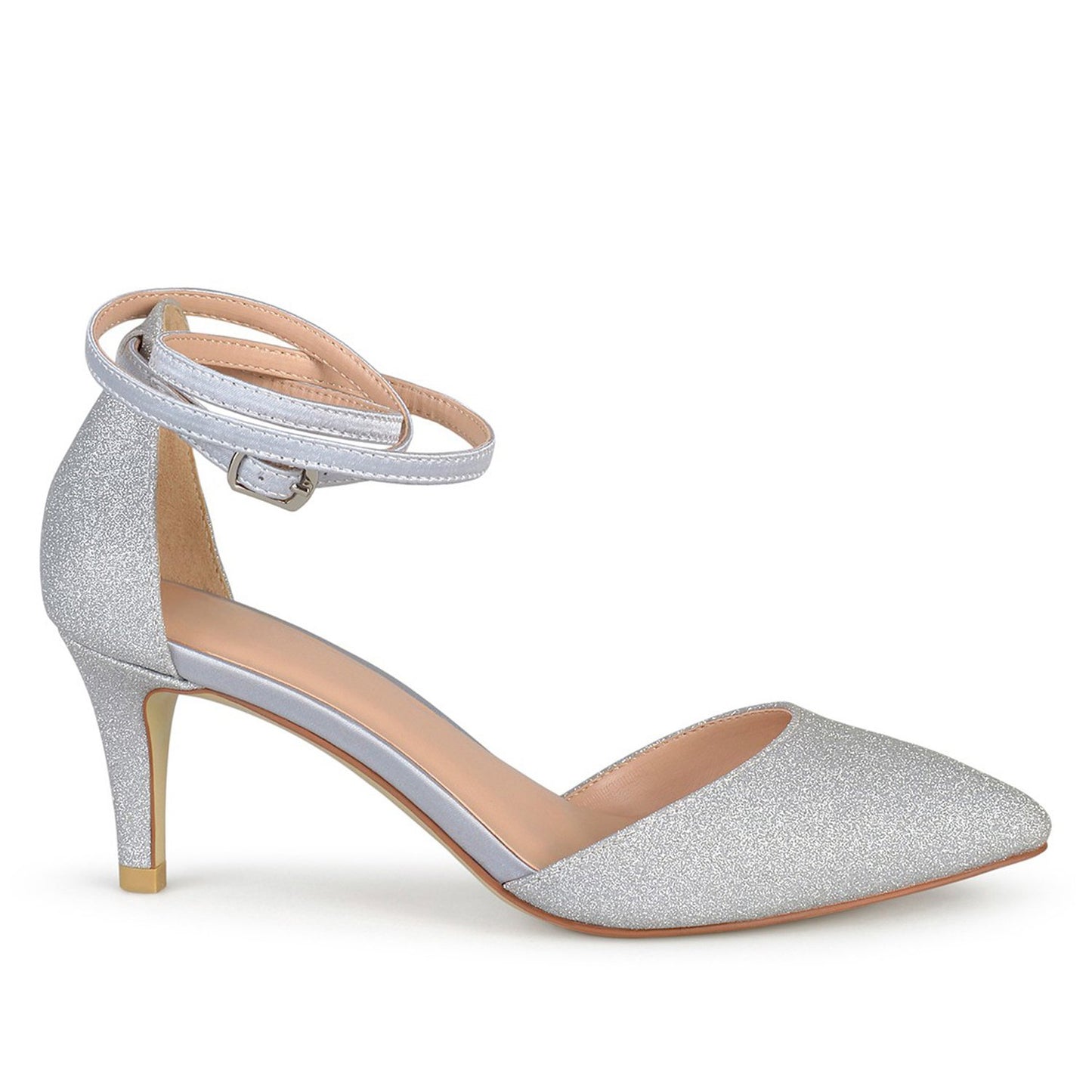 JOURNEE Collection Luela Glitter Ankle Strap Pump