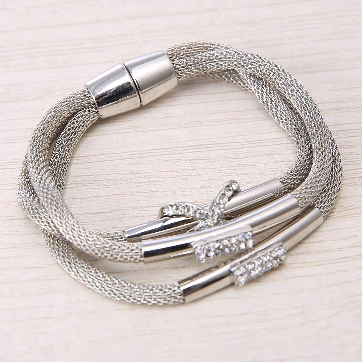 Abasi Layered Harp String Bracelet, NF4365-Silver