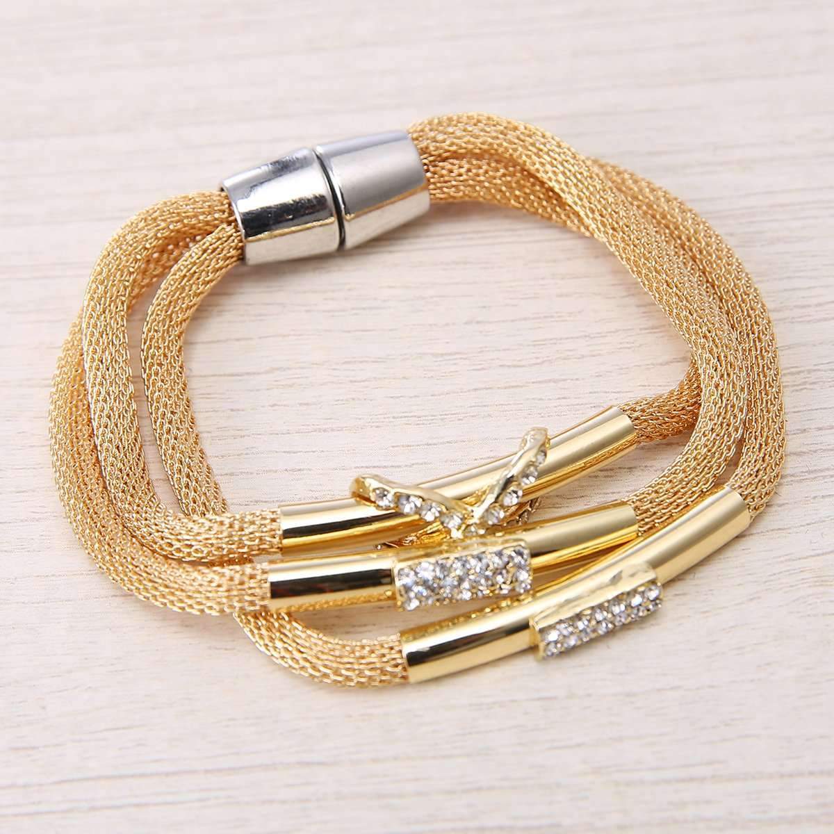 Abasi Layered Harp String Bracelet, NF4365-Gold